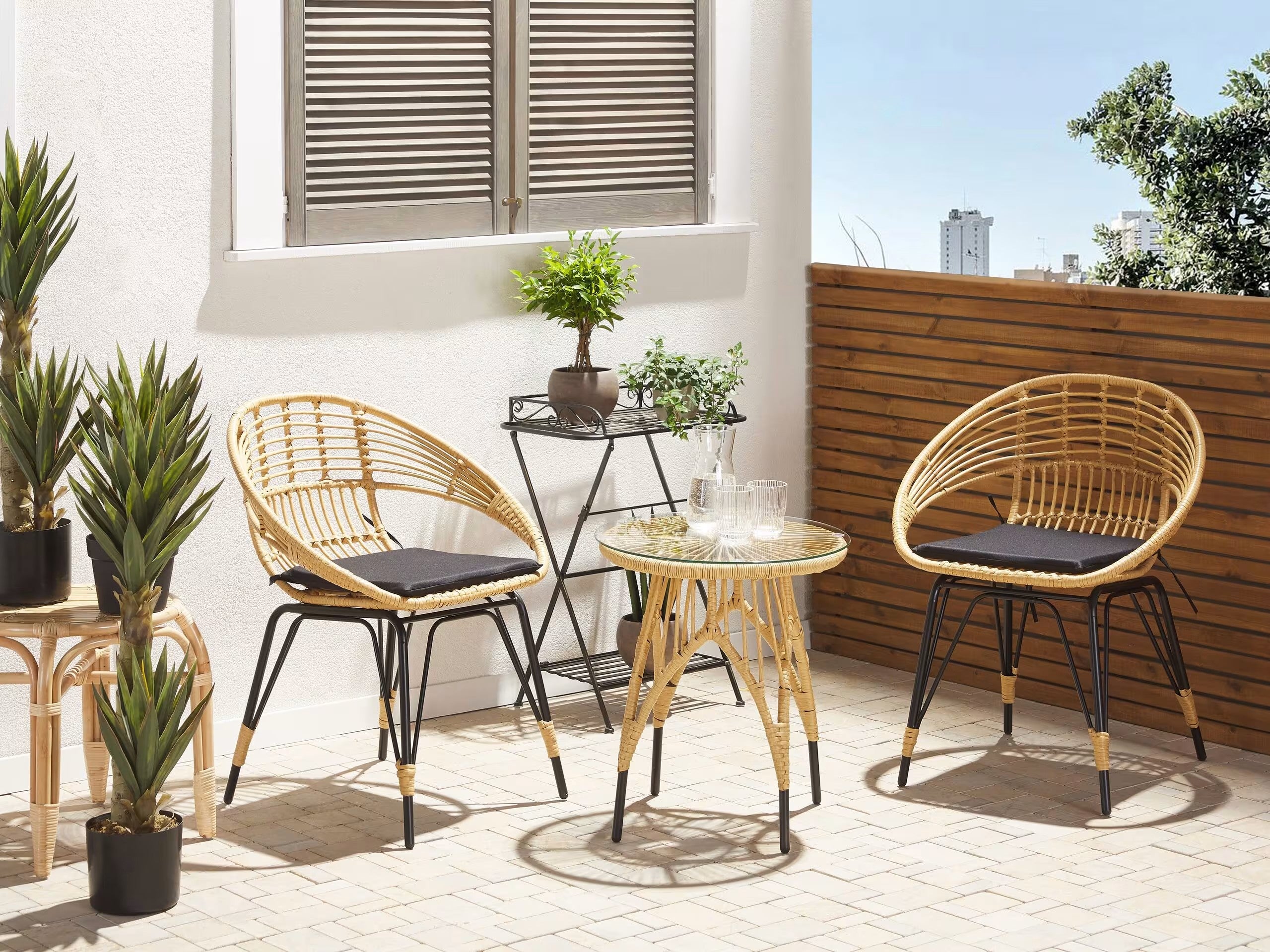 Natural Rattan Balcony Set