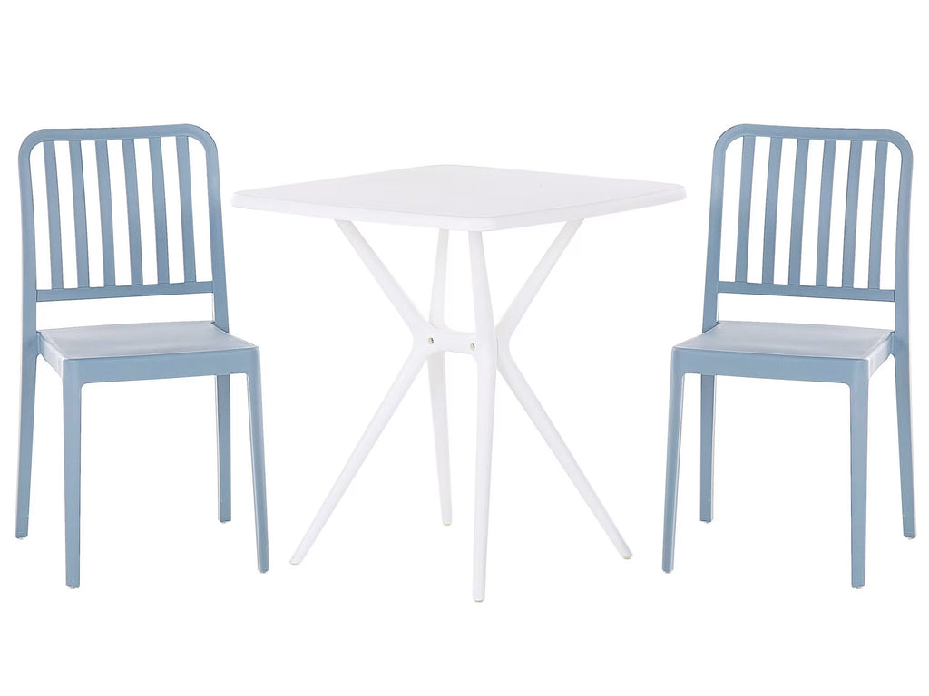 Bistro Set in Blue Synthetic Material for 2 People