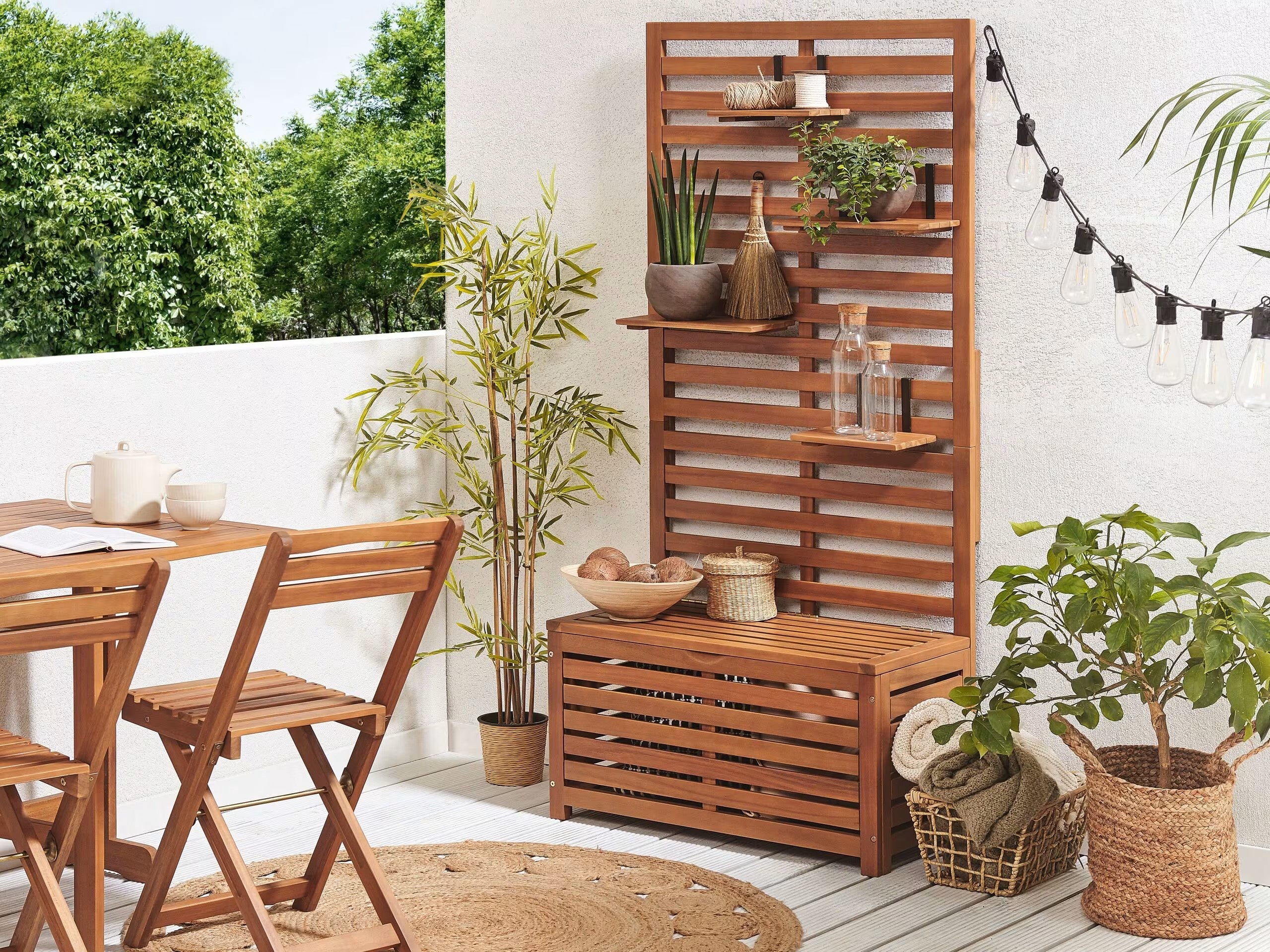 Acacia Wood Wall Bench