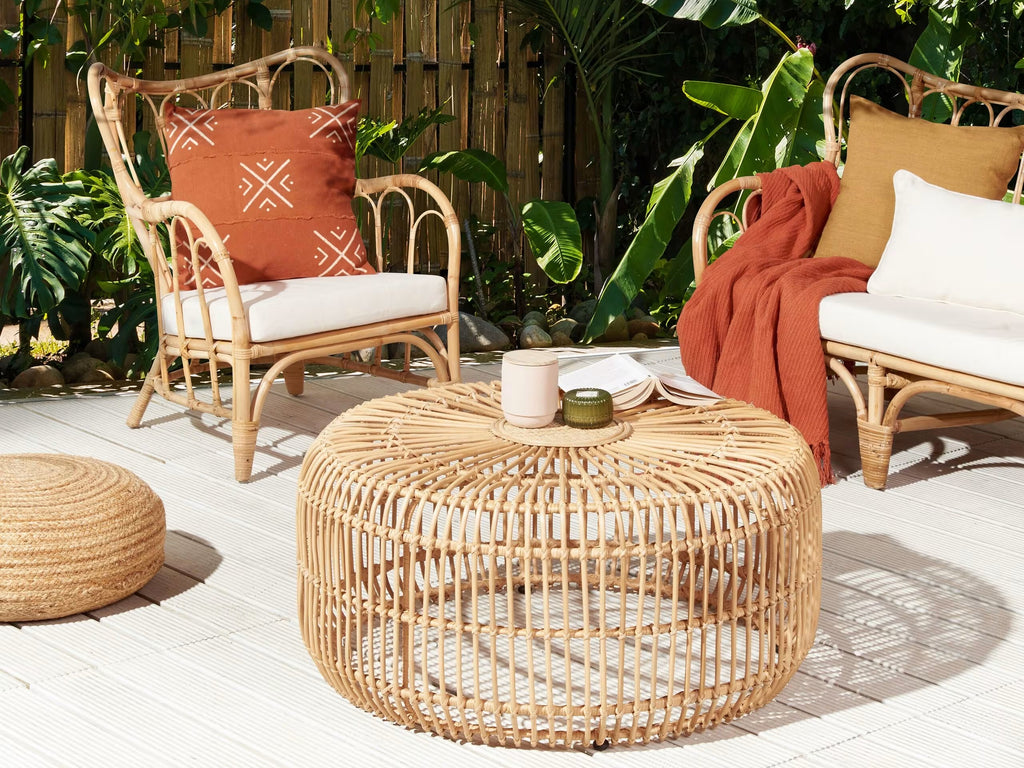 Natural Beige Rattan Coffee Table