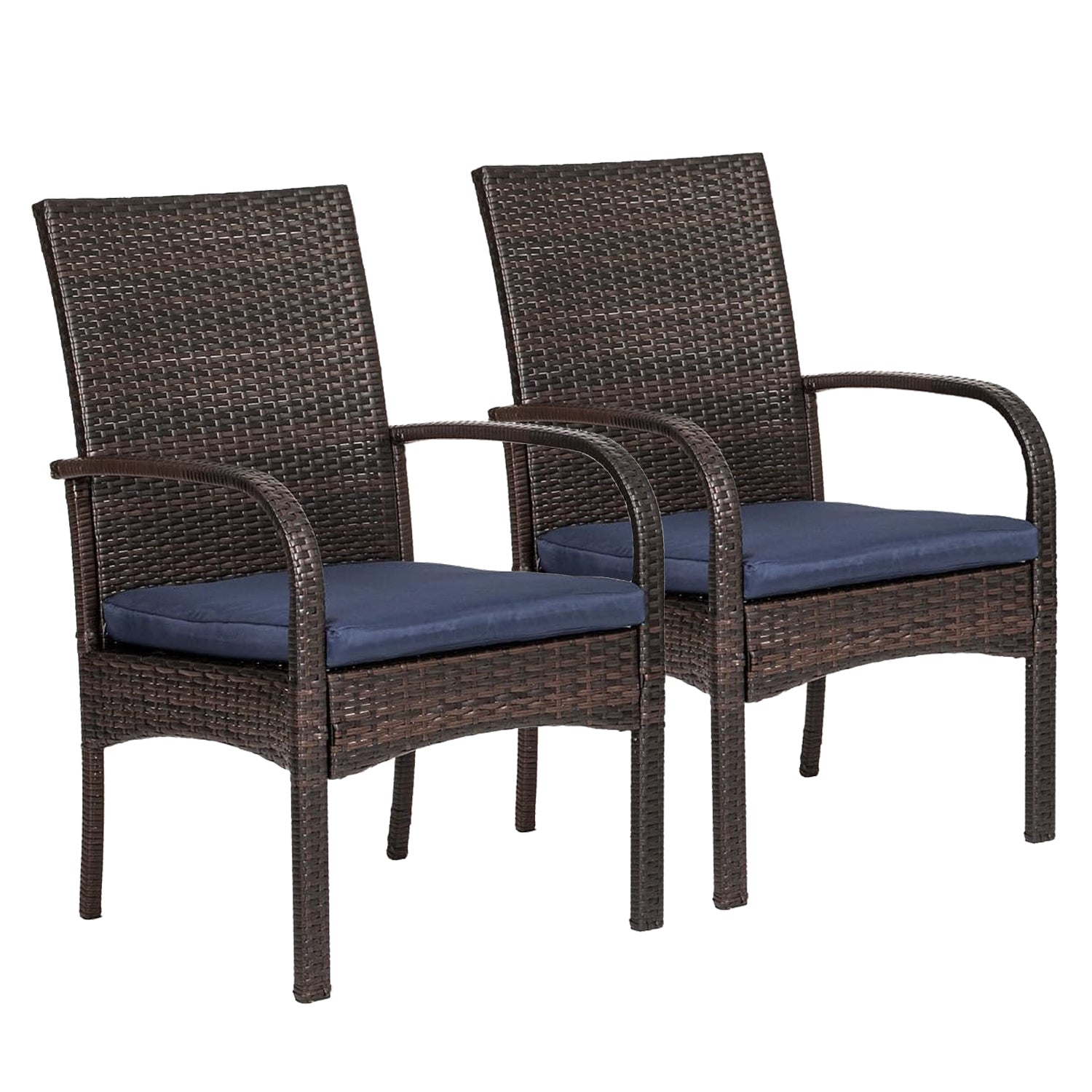Freesky Outdoor Wicker Dining Chairs,  Firepit Armchair w/Armrests Set of 2
