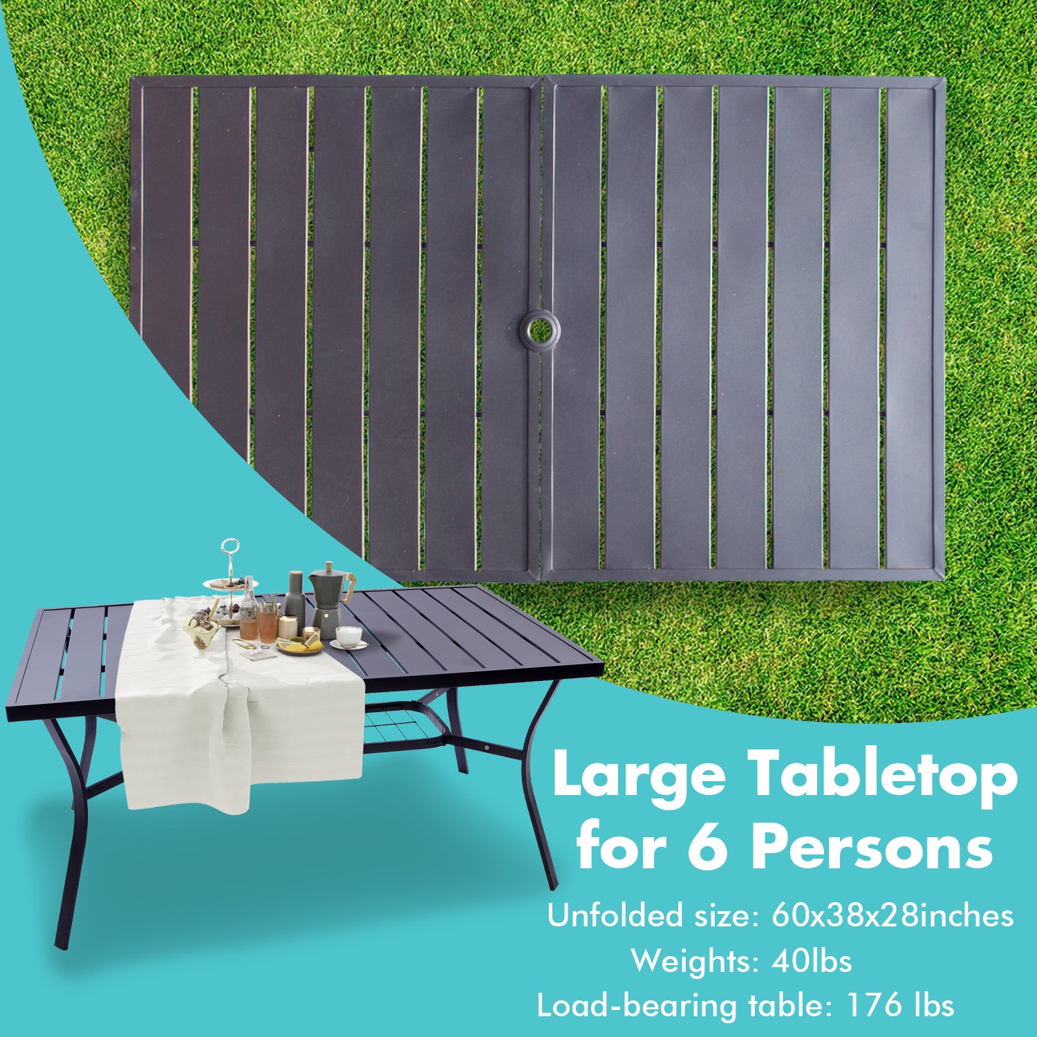 Patio Rectangle Steel Dining Table