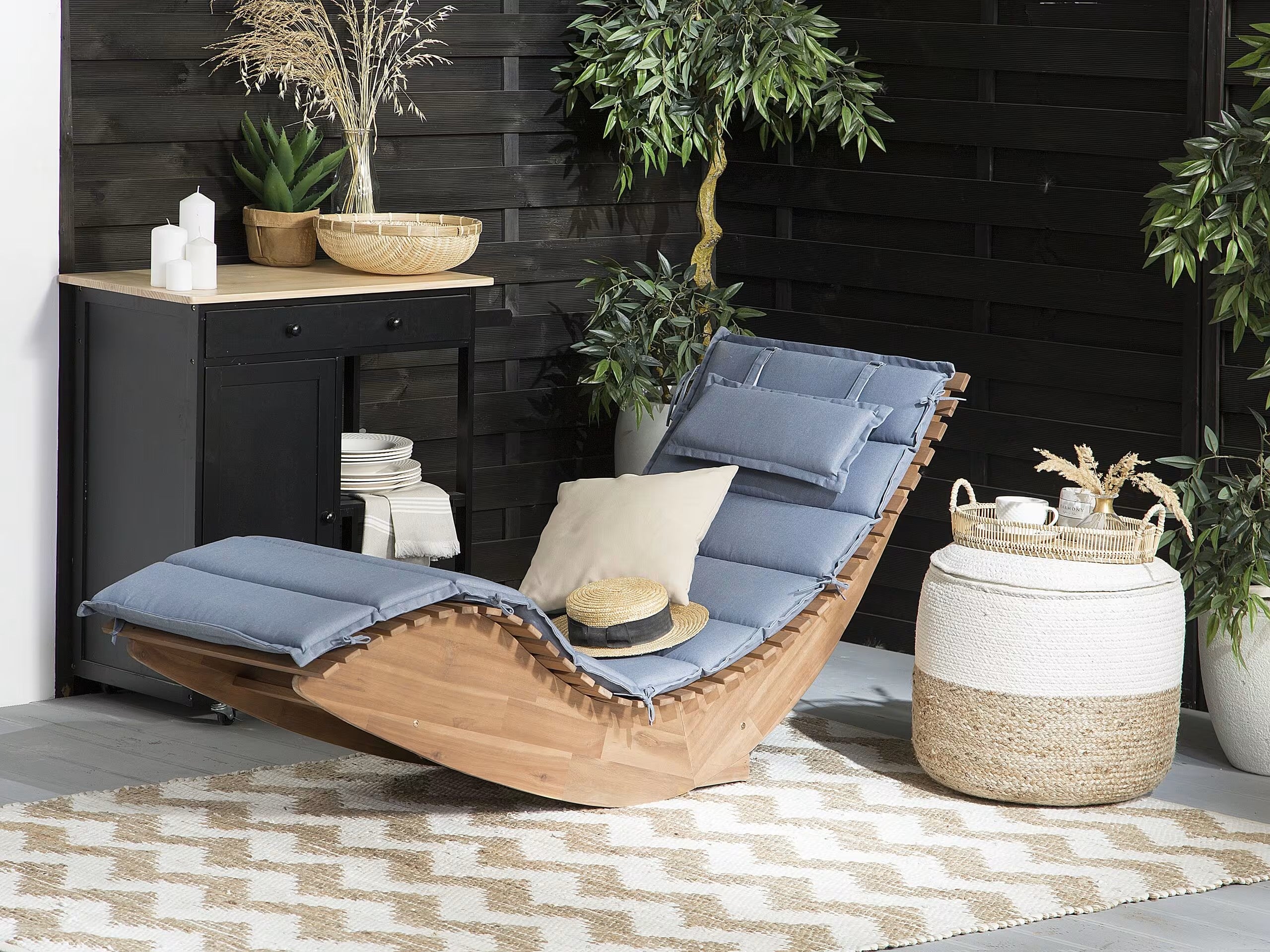 Wooden Lounger with Cushion