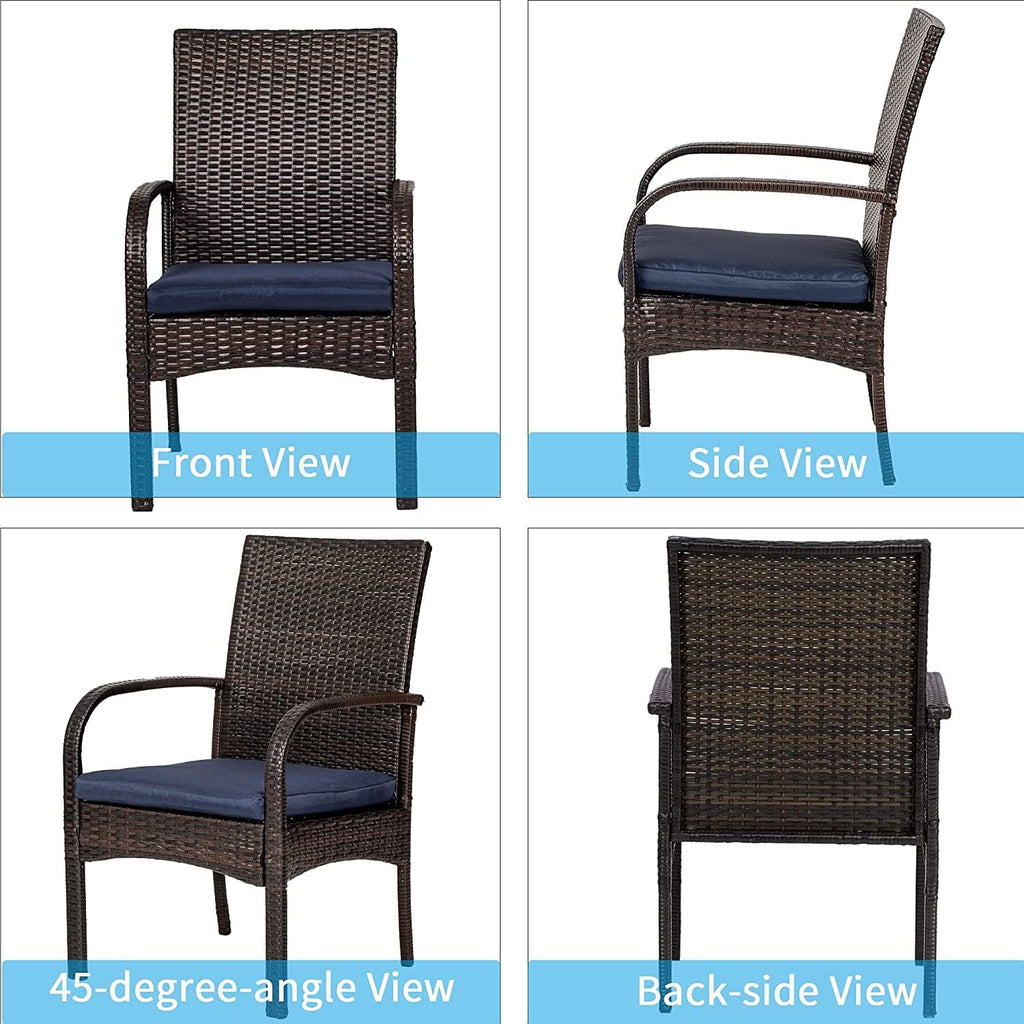 Freesky Outdoor Wicker Dining Chairs,  Firepit Armchair w/Armrests Set of 2