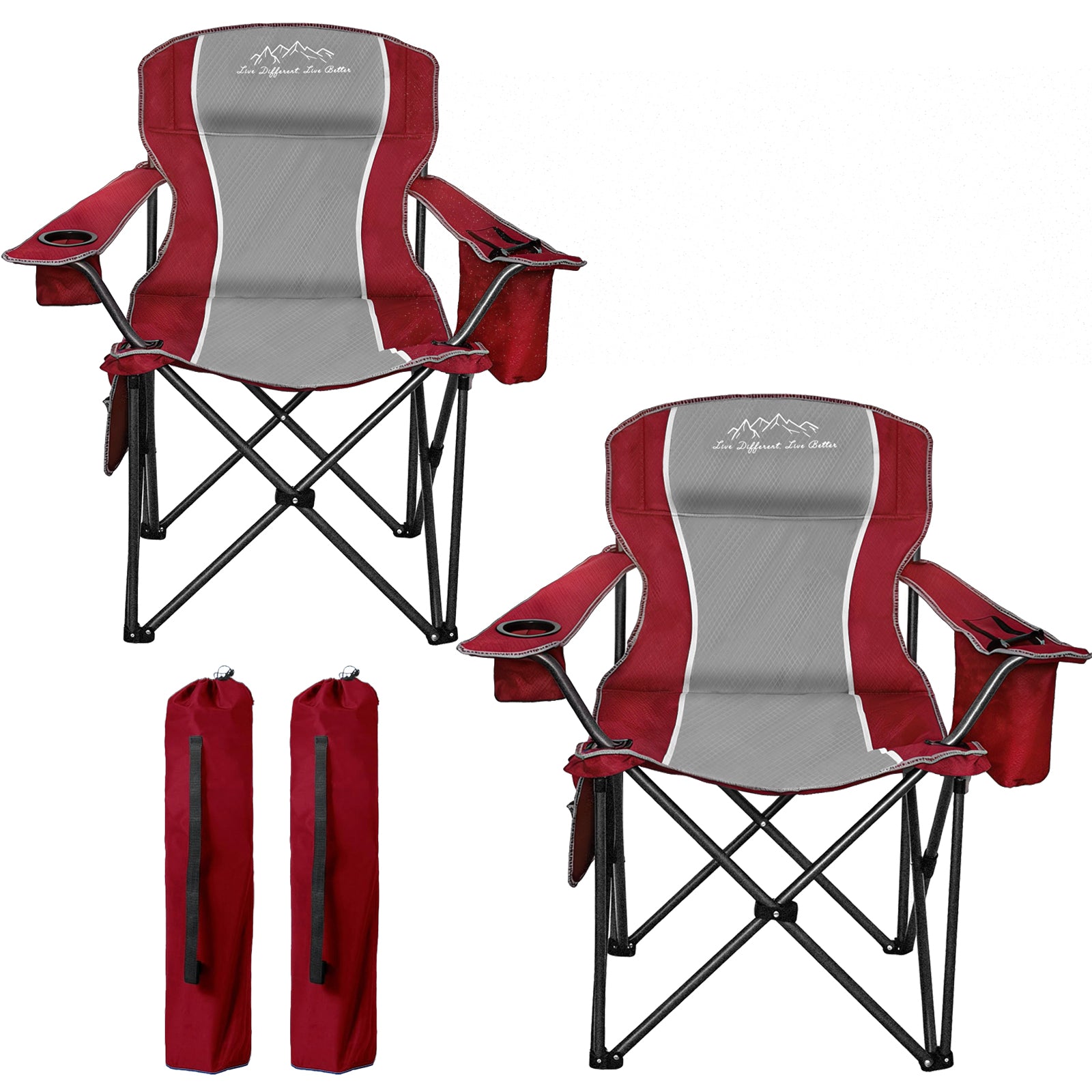 Freesky Camping Chair Heavy Duty High Back Folding Chair Padded Seat