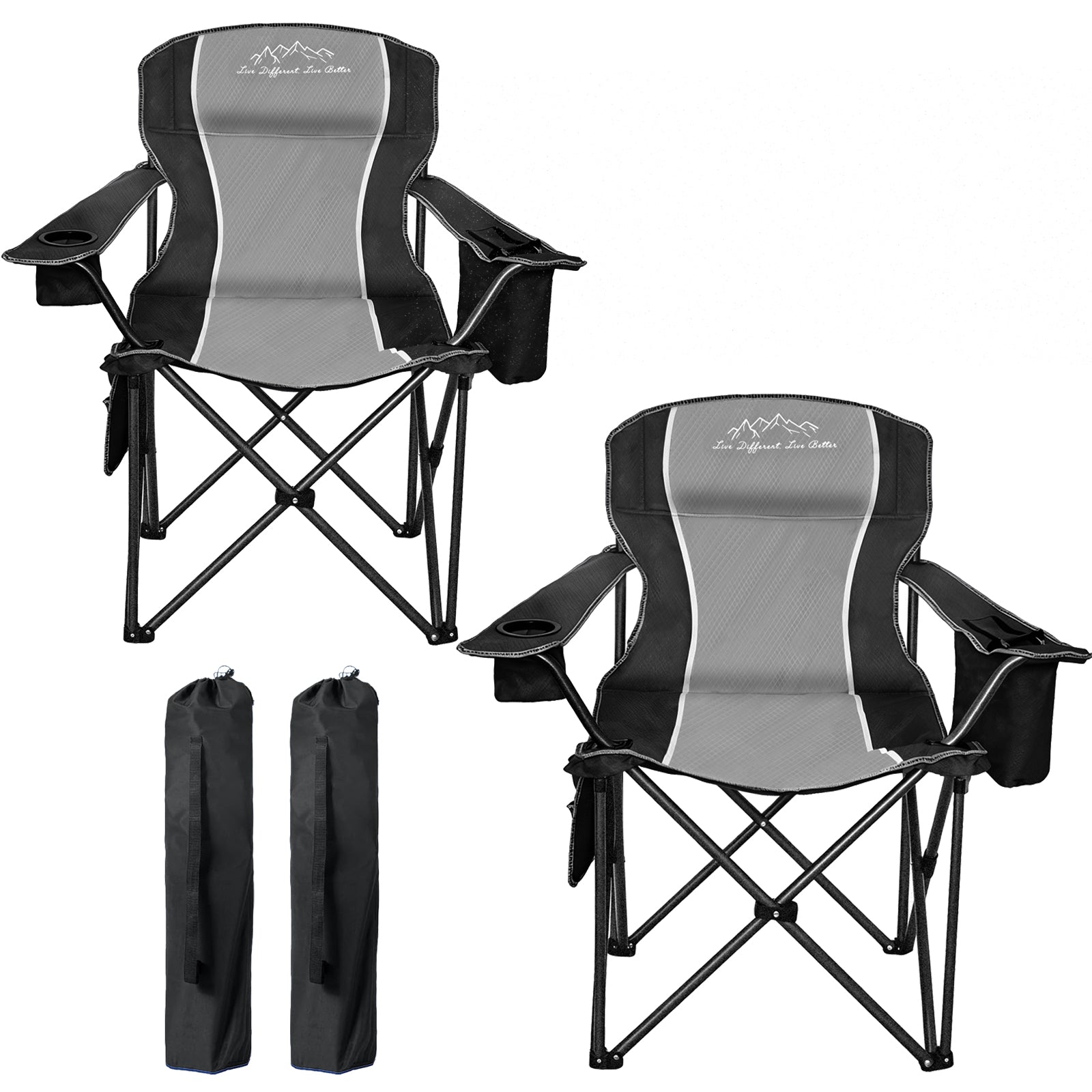 Freesky Camping Chair Heavy Duty High Back Folding Chair Padded Seat