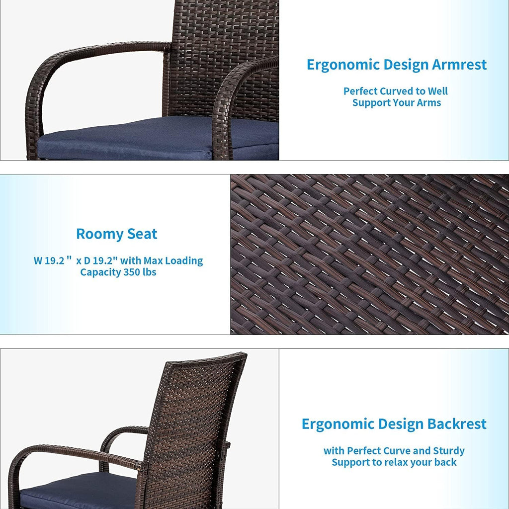 Freesky Outdoor Wicker Dining Chairs,  Firepit Armchair w/Armrests Set of 2