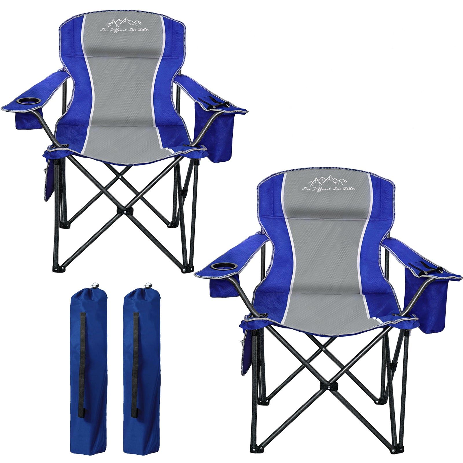 Freesky Camping Chair Heavy Duty High Back Folding Chair Padded Seat