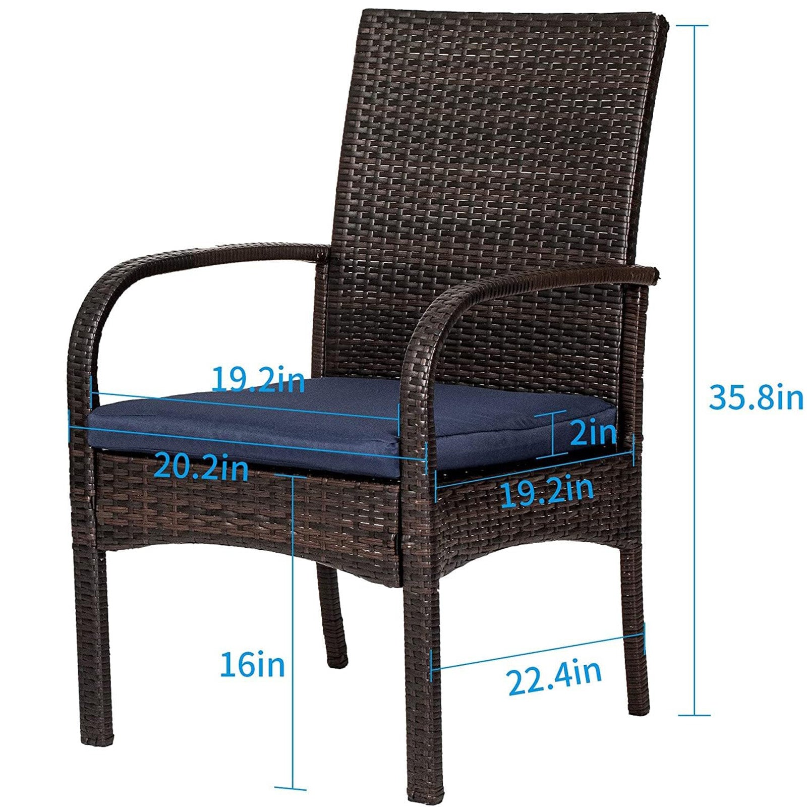 Freesky Outdoor Wicker Dining Chairs,  Firepit Armchair w/Armrests Set of 2