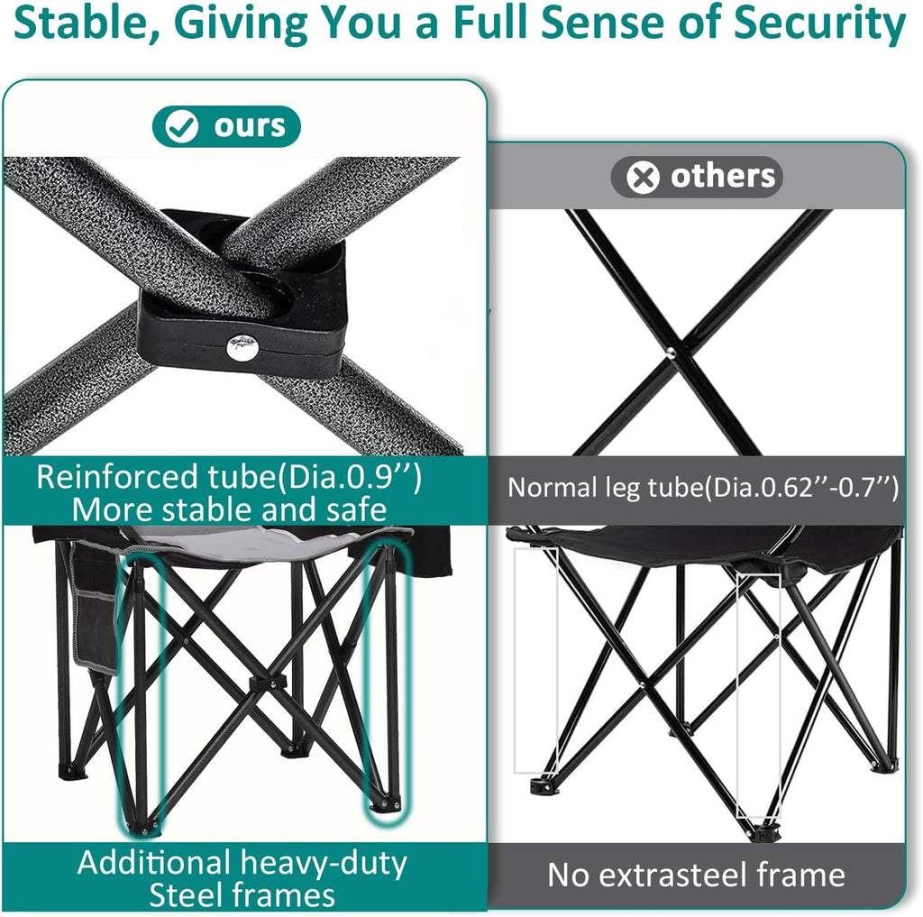 Freesky Camping Chair Heavy Duty High Back Folding Chair Padded Seat