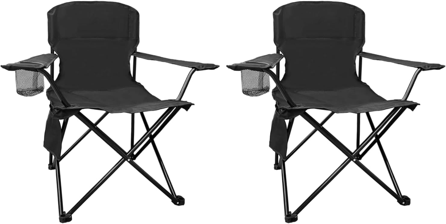Freesky Camping Chair 2 Pack Portable Folding Chair with Cup Holder and Cooler Bag, 250 lbs Capacity, Upgraded Foldable Chair for Outdoor, Beach, Fishing, Backpacking