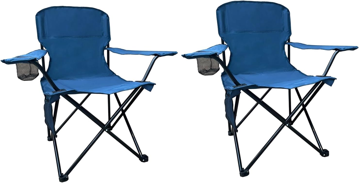 Freesky Camping Chair 2 Pack Portable Folding Chair with Cup Holder and Cooler Bag, 250 lbs Capacity, Upgraded Foldable Chair for Outdoor, Beach, Fishing, Backpacking