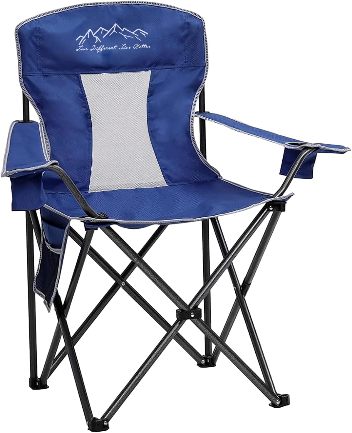 Freesky Mesh Folding Camping Chairs, Oversized Portable Outdoor Chairs, Weight Capacity 325 lbs with Cup Holder, Storage Pocket, Carry Bag