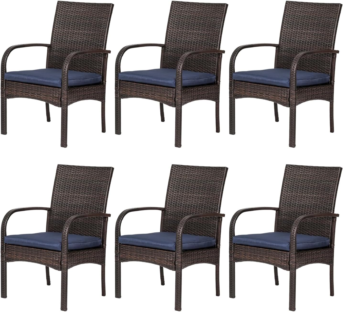 Freesky Outdoor Wicker Dining Chairs,  Firepit Armchair w/Armrests Set of 2