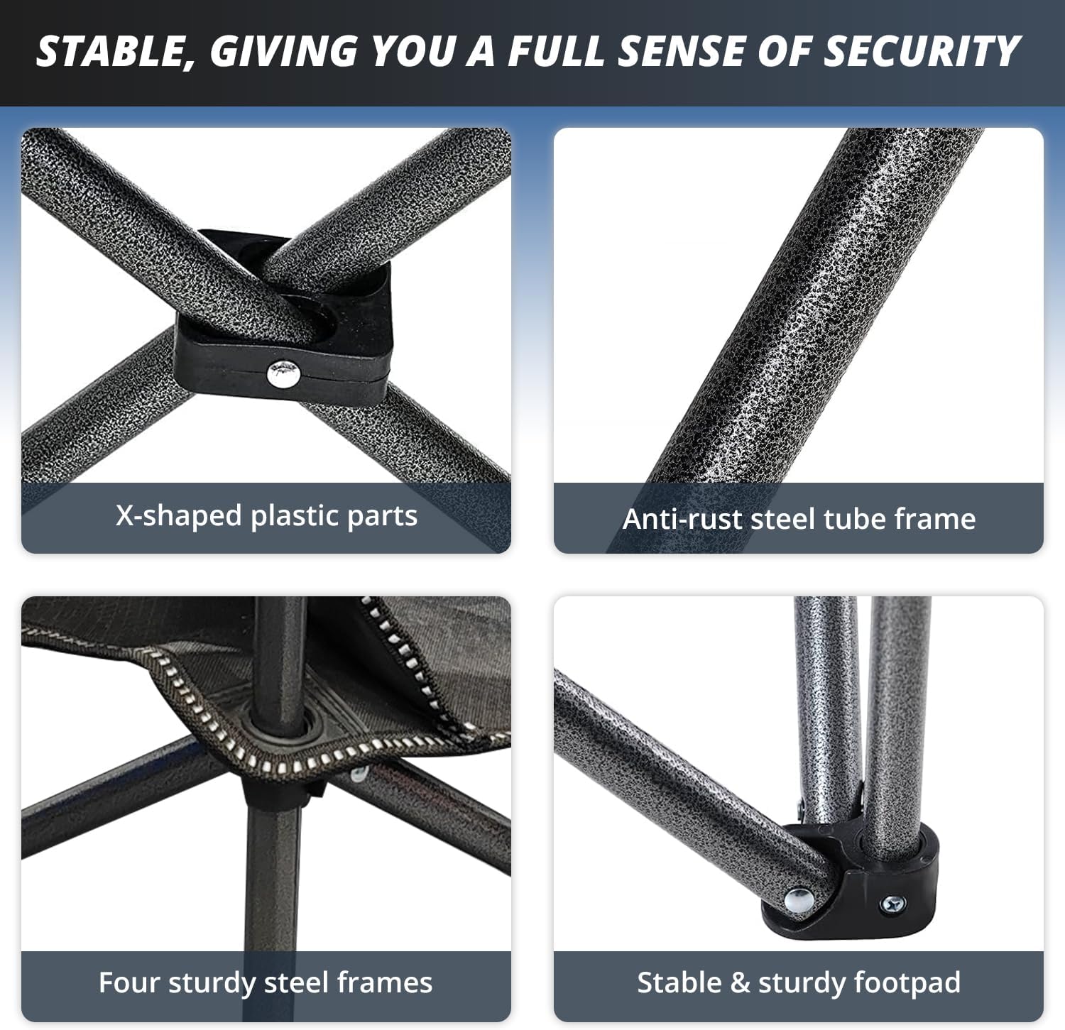 Freesky Mesh Folding Camping Chairs, Oversized Portable Outdoor Chairs, Weight Capacity 325 lbs with Cup Holder, Storage Pocket, Carry Bag