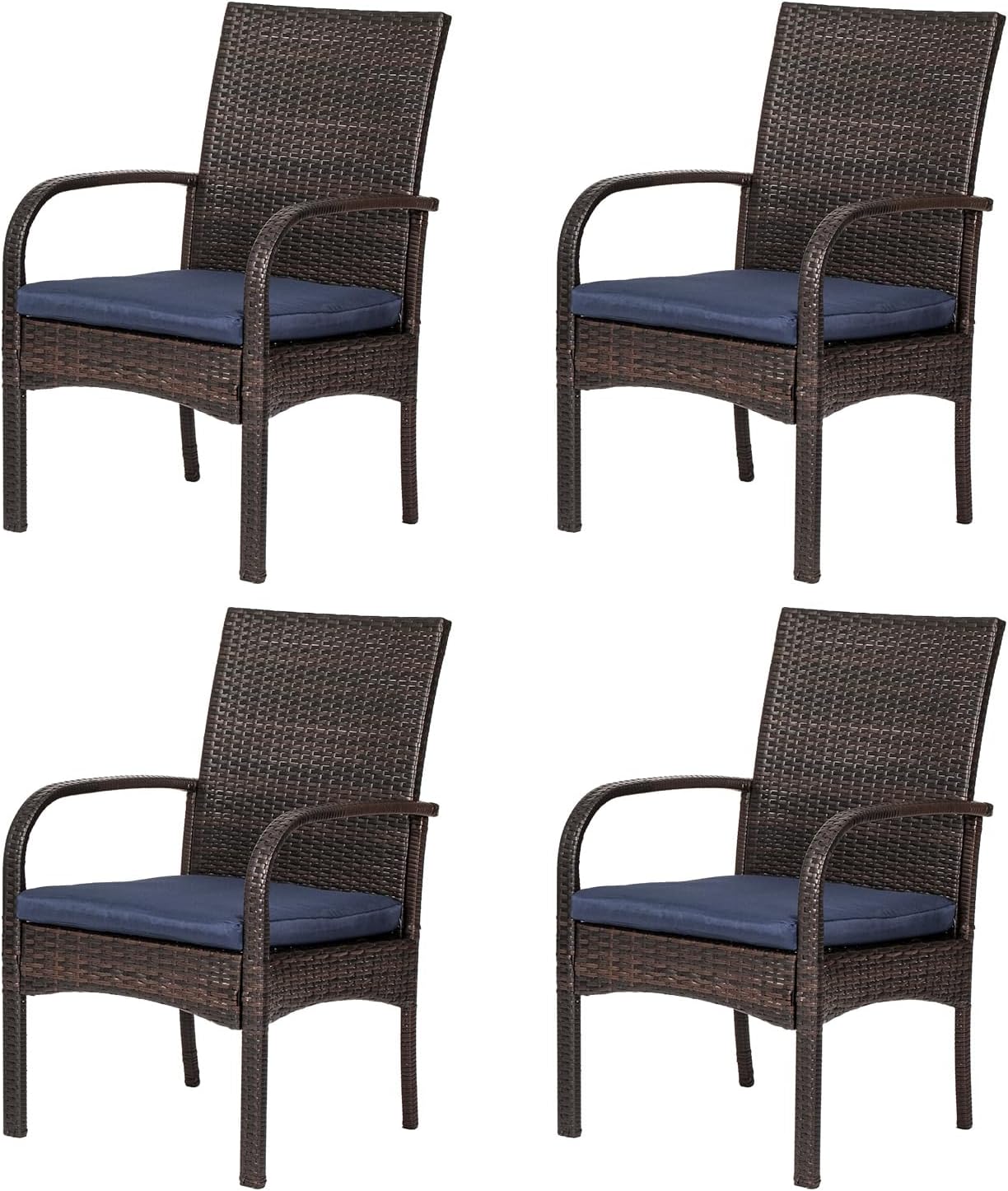 Freesky Outdoor Wicker Dining Chairs,  Firepit Armchair w/Armrests Set of 2