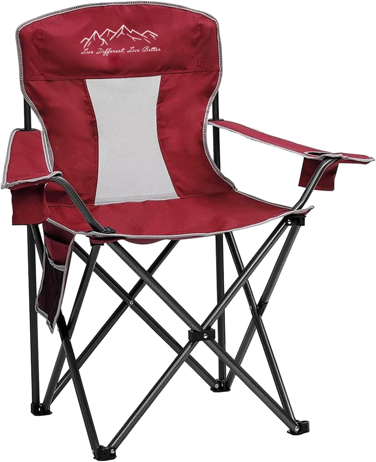 Freesky Mesh Folding Camping Chairs, Oversized Portable Outdoor Chairs, Weight Capacity 325 lbs with Cup Holder, Storage Pocket, Carry Bag