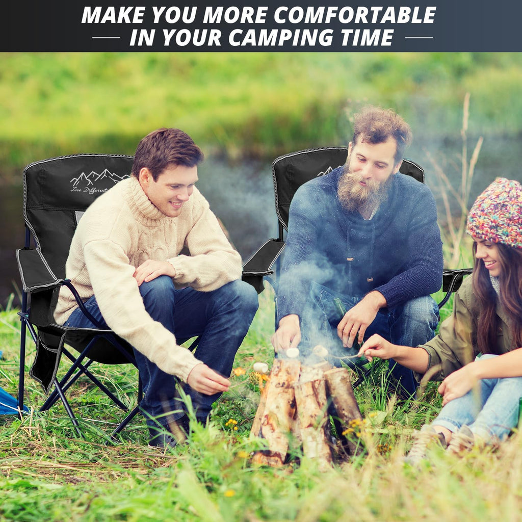 Freesky 2 Packs Mesh Folding Camping Chairs, Oversized Portable Outdoor Chairs, Weight Capacity 400 lbs with Cup Holder, Storage Pocket, Carry Bag