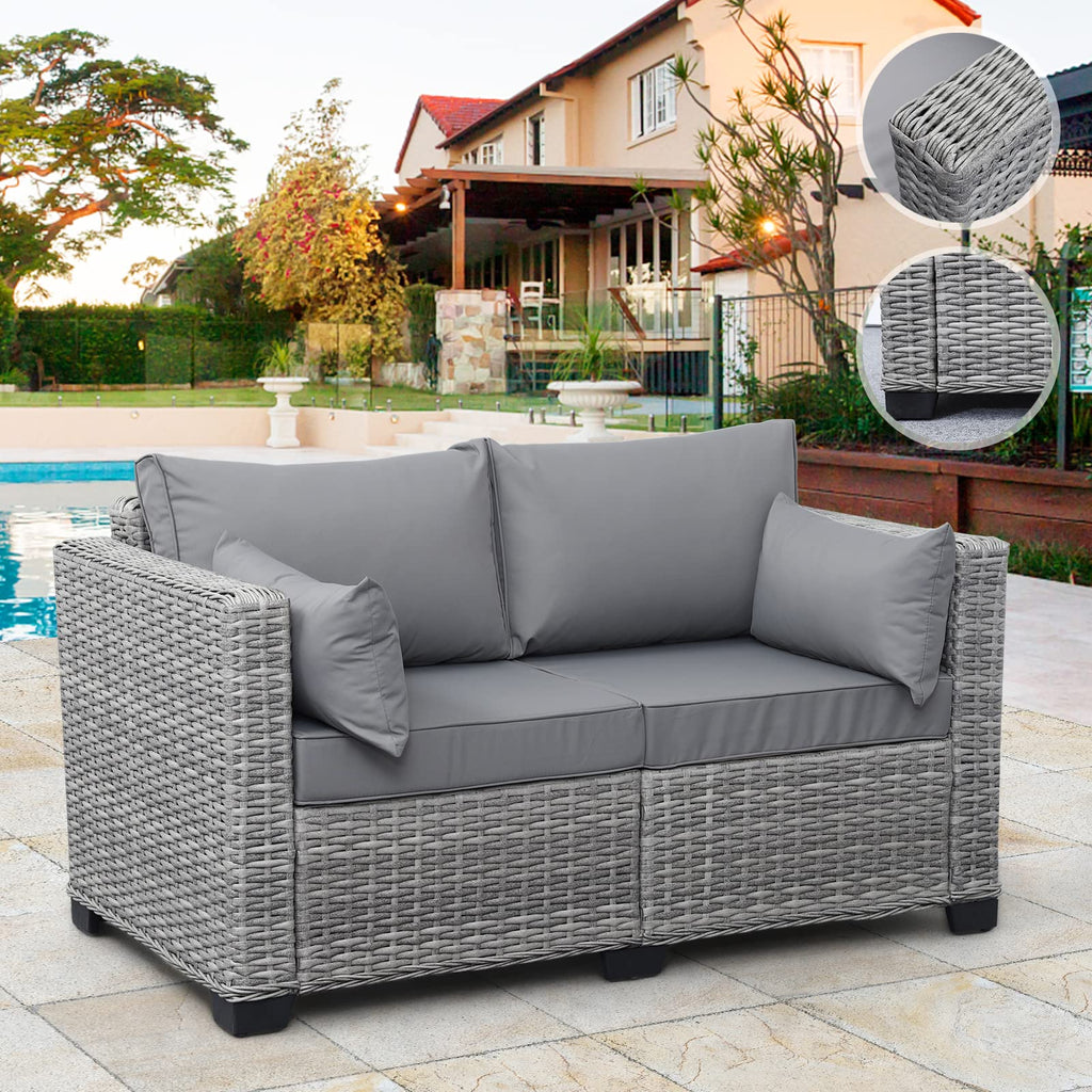 2 Person Patio Wicker Sofa