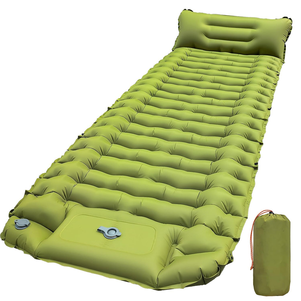 ADRERIC Sleeping Pad, Ultralight Inflatable Sleeping Pad for Camping with Pillow Built-in Foot Pump