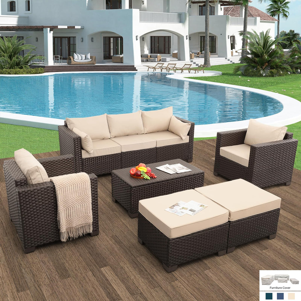 6PCS Patio Conversation Sofa Set