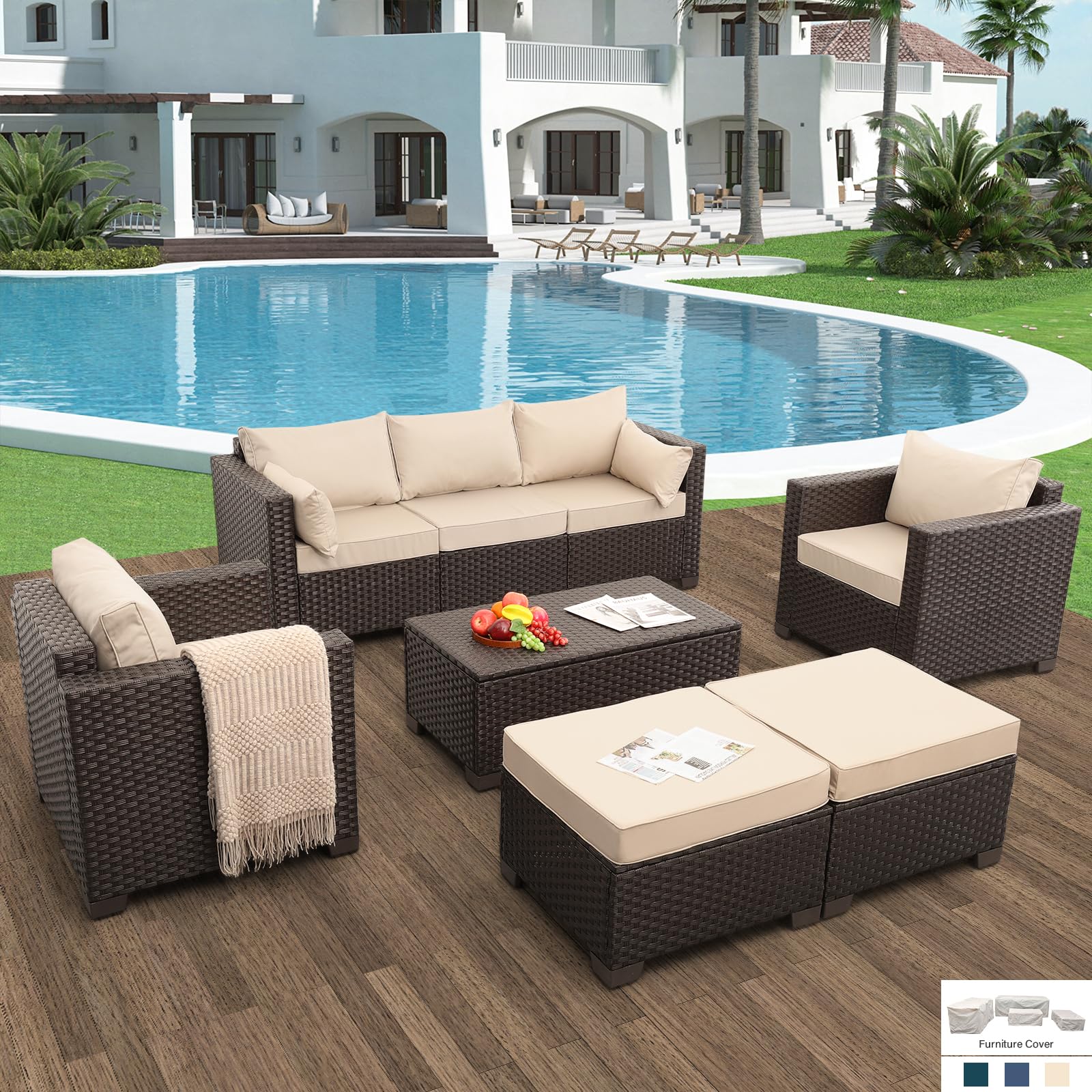 6PCS Patio Conversation Sofa Set