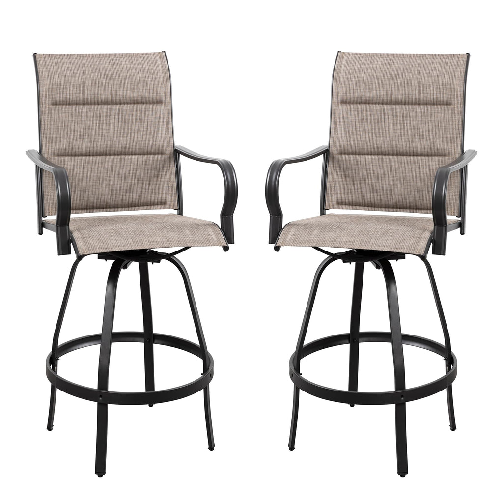 2pcs Patio Padded Bar Swival Chairs