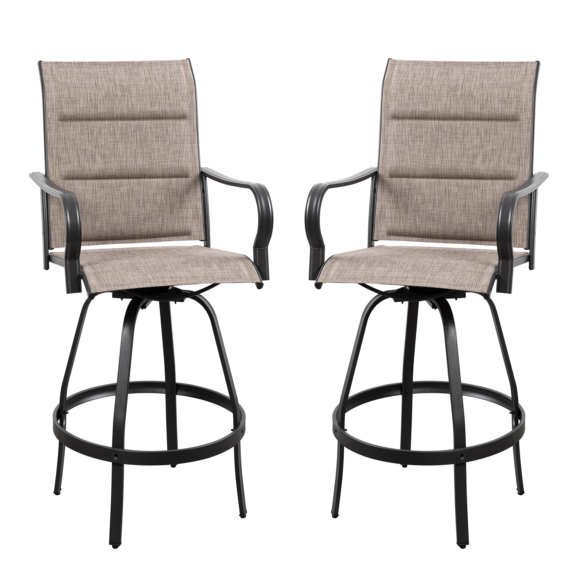 2pcs Patio Padded Bar Swival Chairs