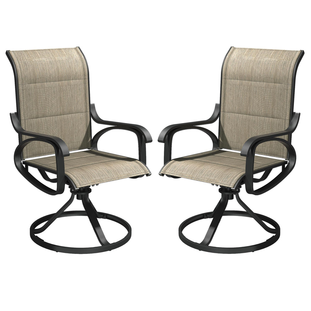 2pk Patio Swivel Padded Sling Chairs