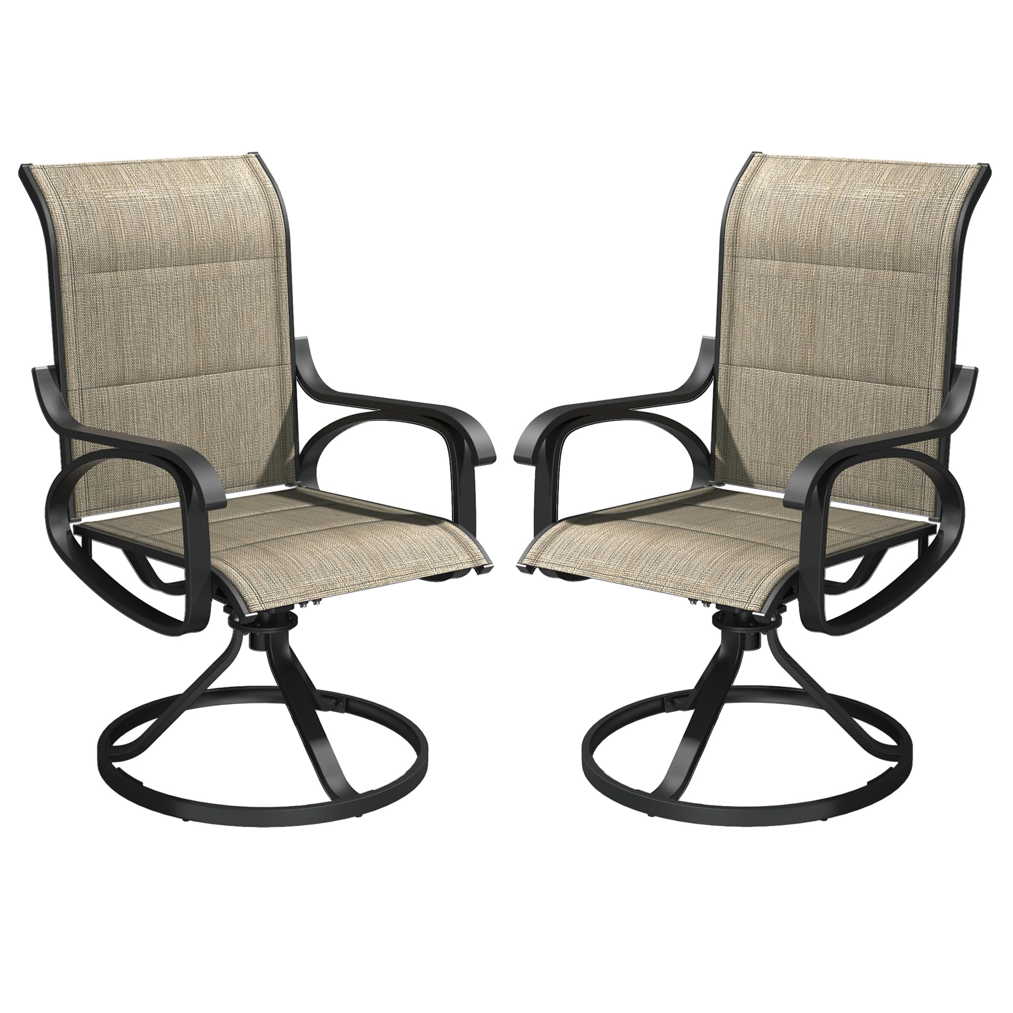2pk Patio Swivel Padded Sling Chairs