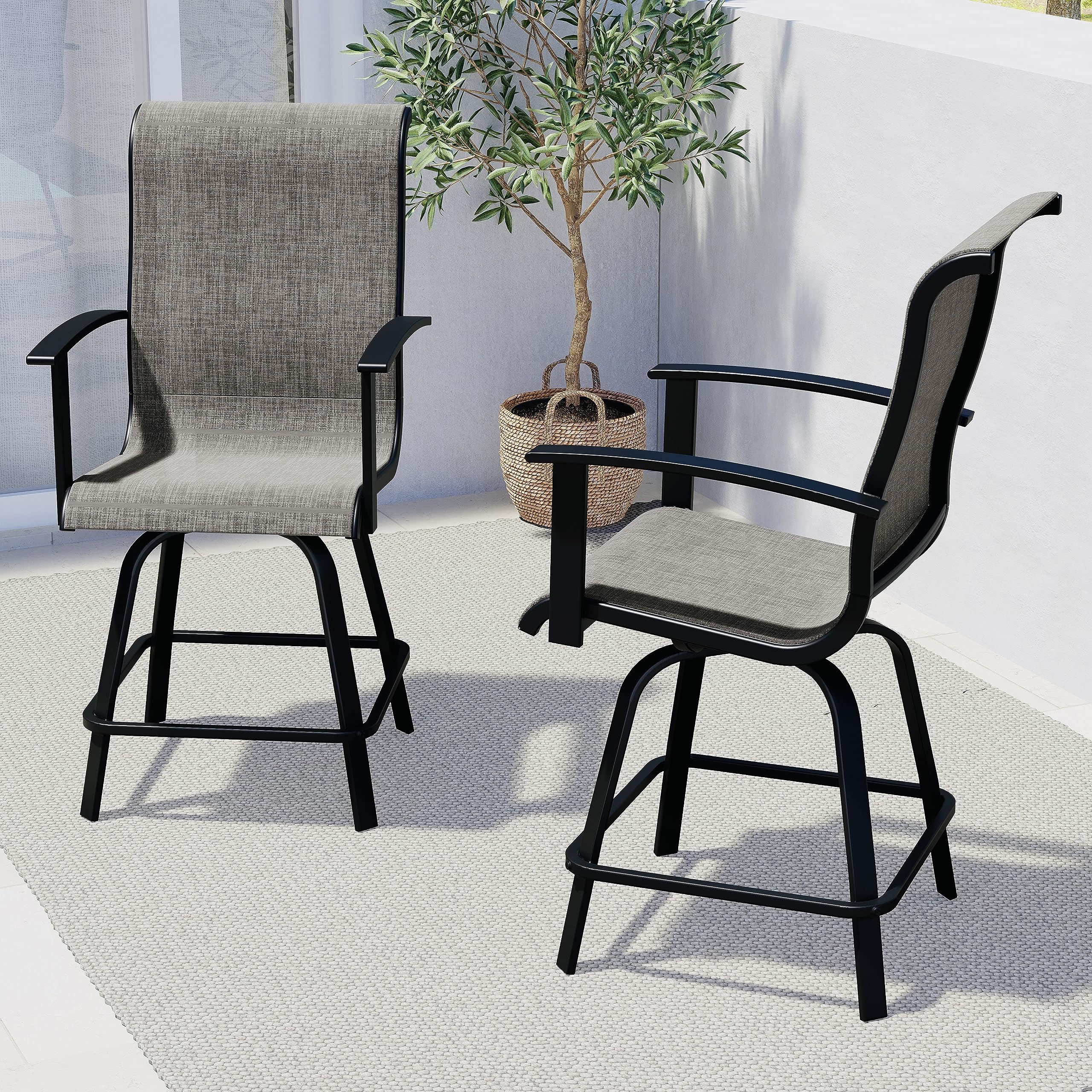 2pcs Patio Bar Swival Chairs