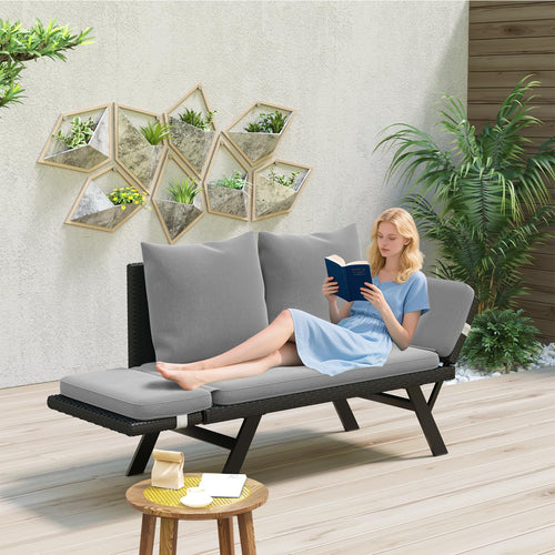 2 Person Patio Wicker Sofa & Lounger V25PF023