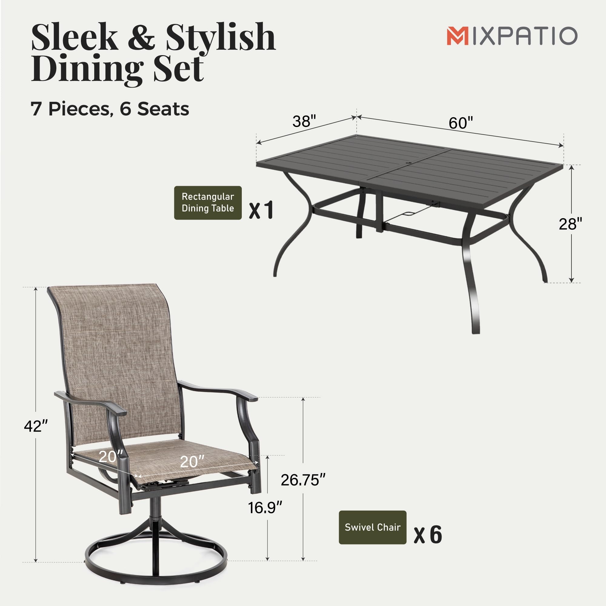 7pcs Patio Dining Set