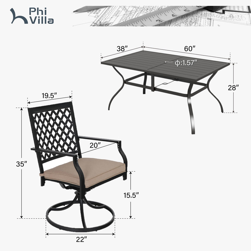 7pcs Patio Swival Dining Set