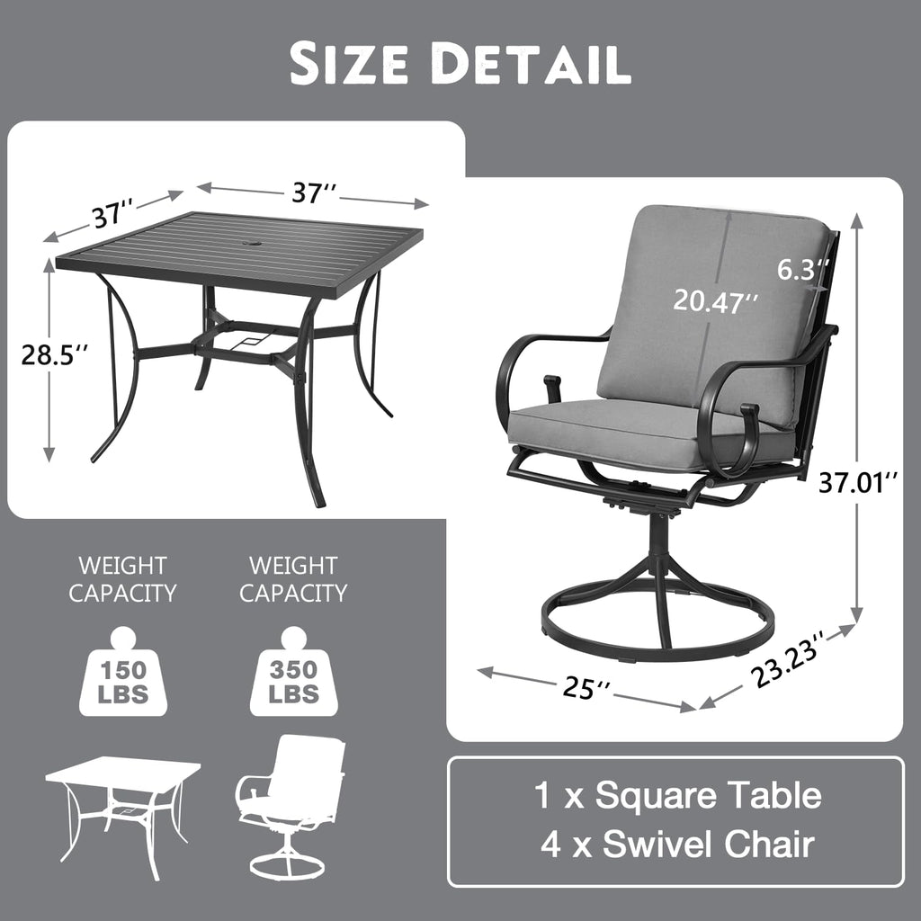 5pcs Patio Swival Dining Set