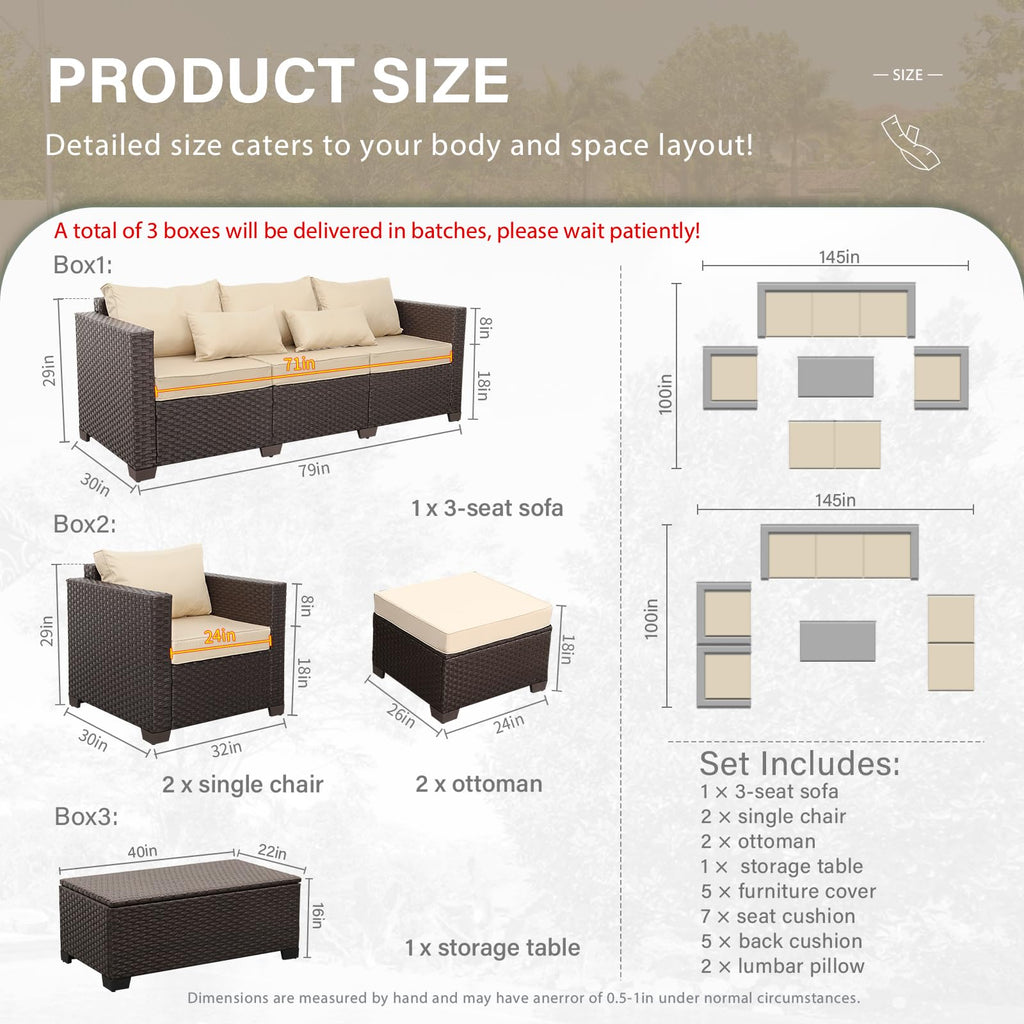 6PCS Patio Conversation Sofa Set