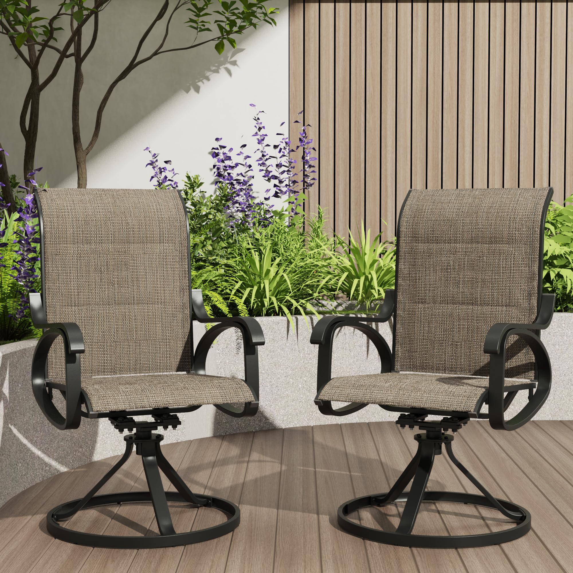 2pk Patio Swivel Padded Sling Chairs