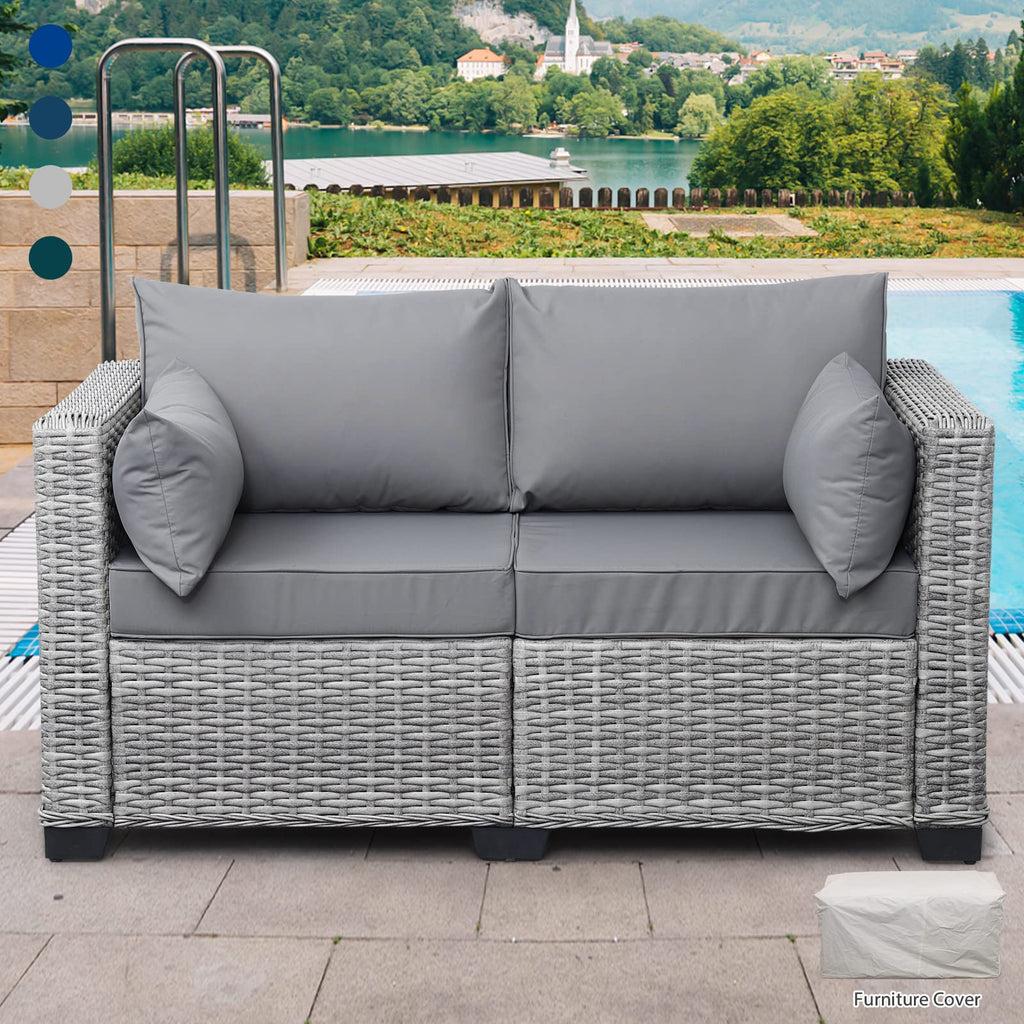 2 Person Patio Wicker Sofa