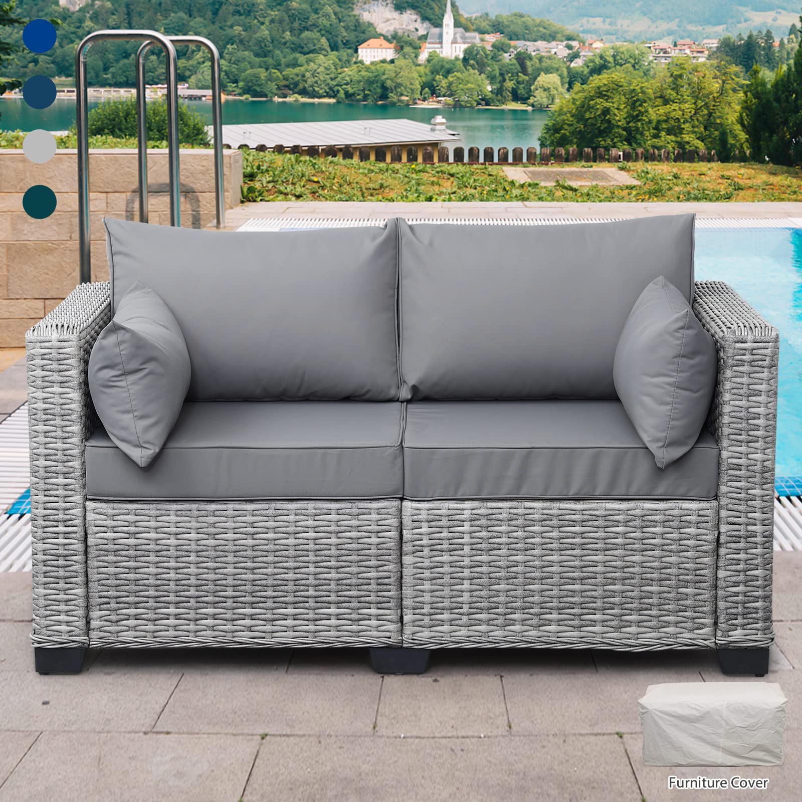 2 Person Patio Wicker Sofa