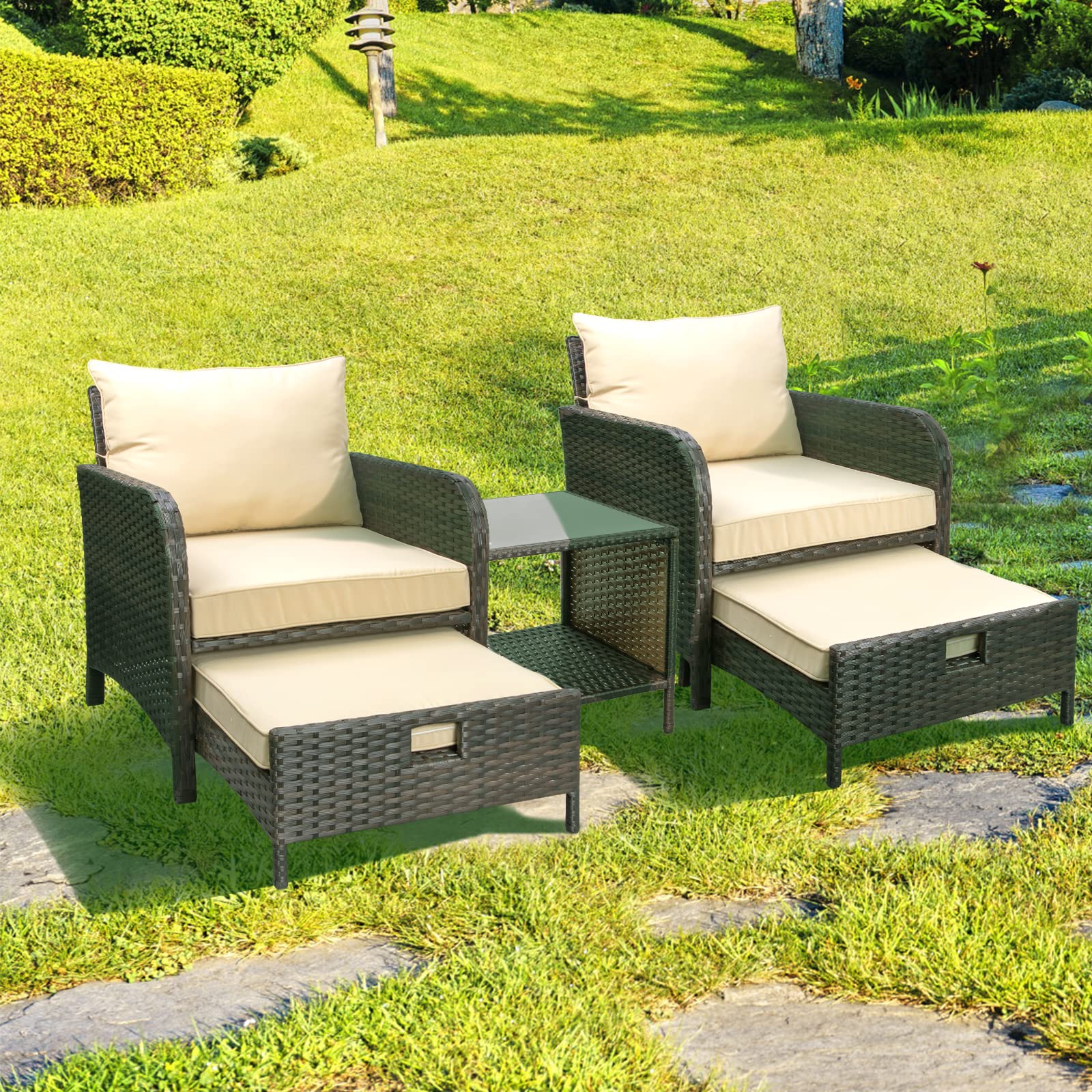 5 Pieces Patio conversation sofa set