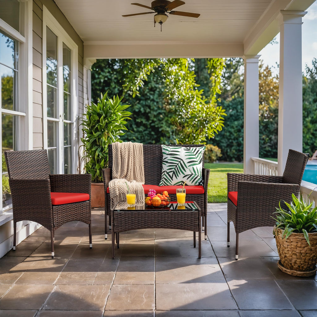 4pcs Patio Conversation Sofa Set