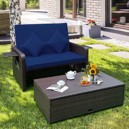 2 Person Patio Wicker Sofa & Lounger V25PF022