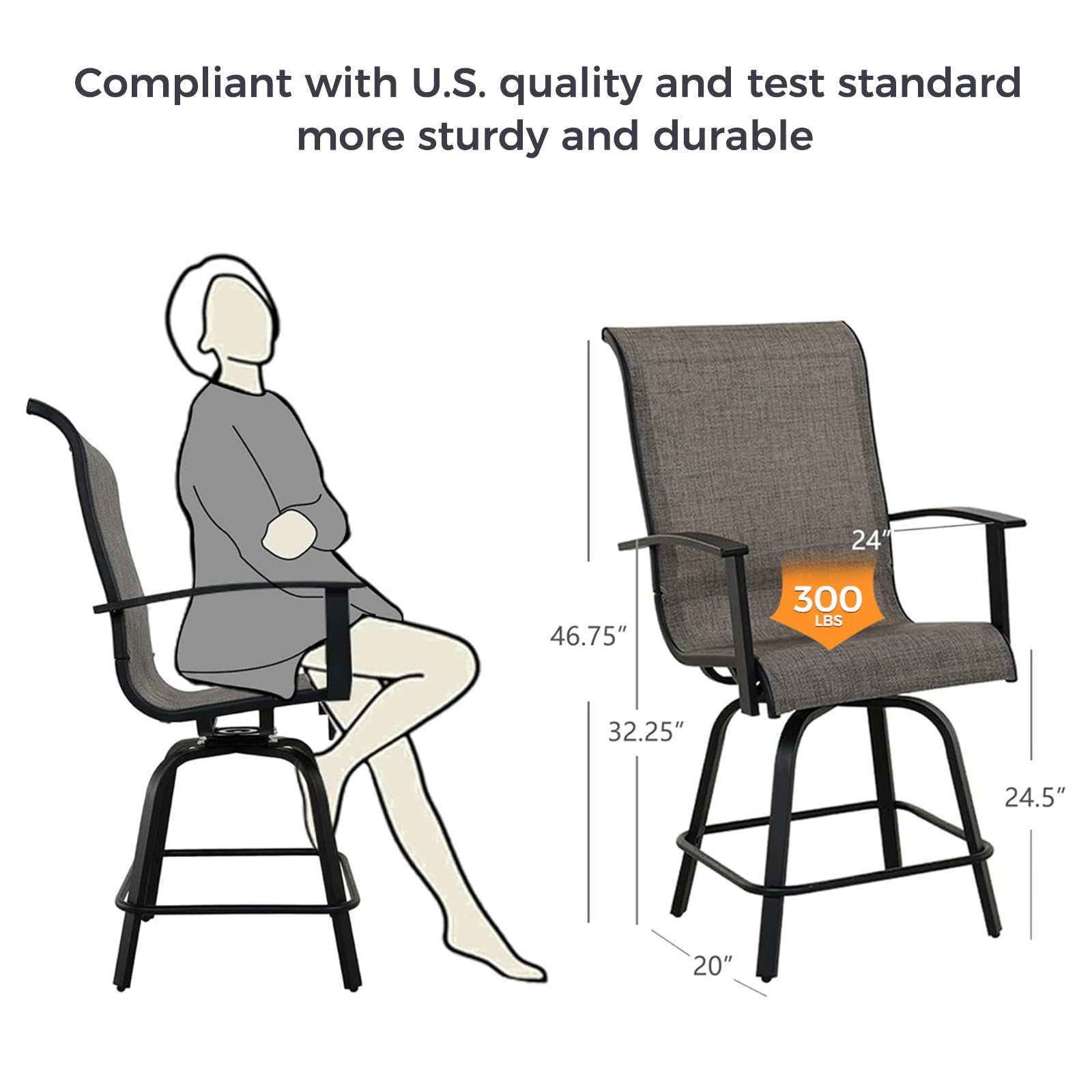 2pcs Patio Bar Swival Chairs