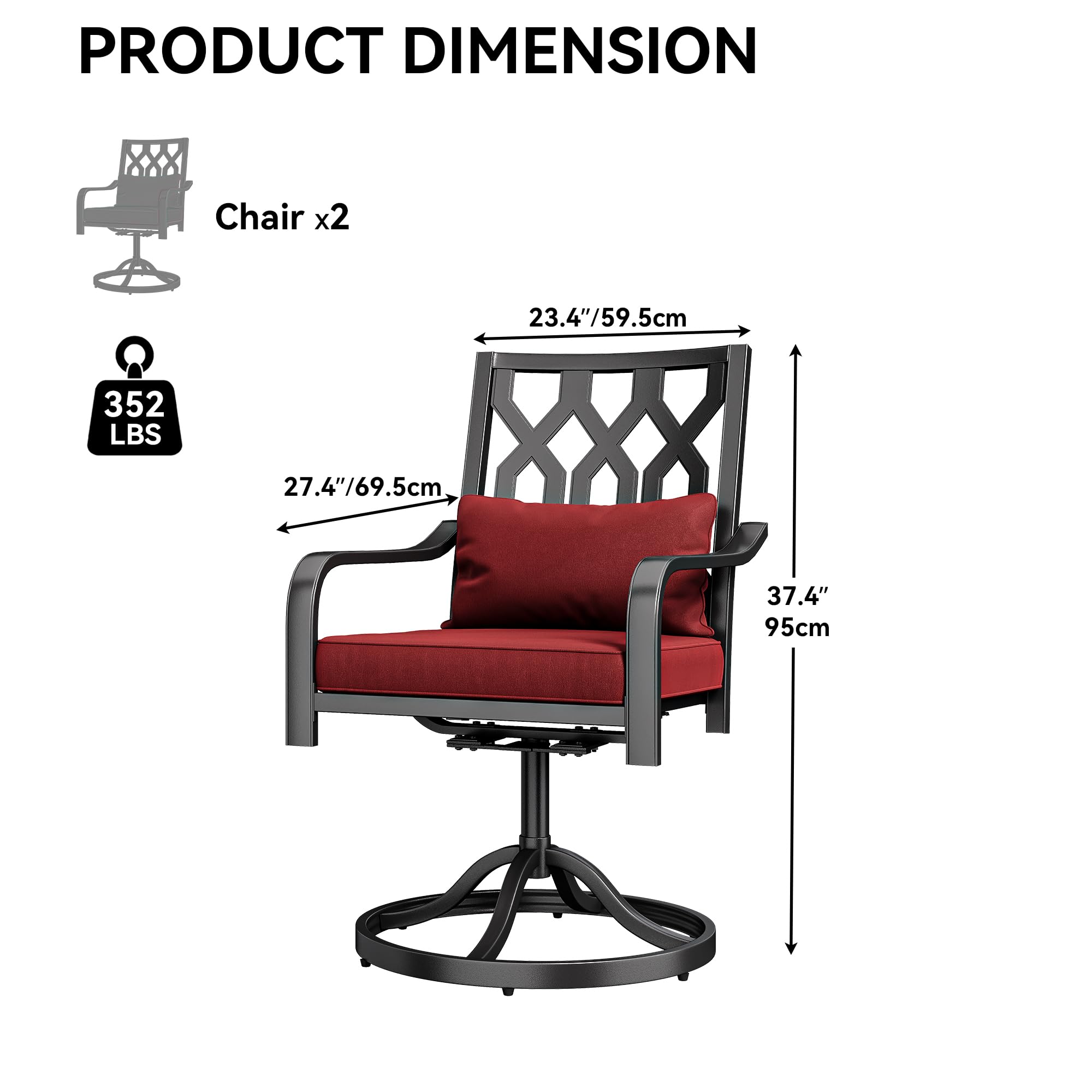 2pk Patio Steel Swivel Chairs