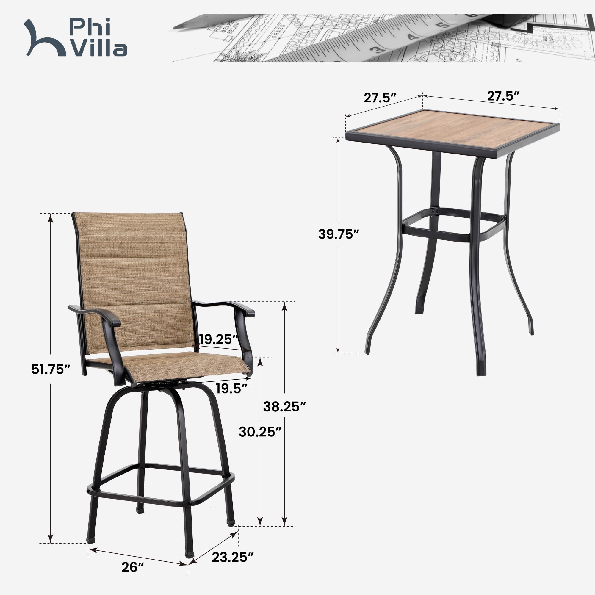 3pcs Patio Bar sets