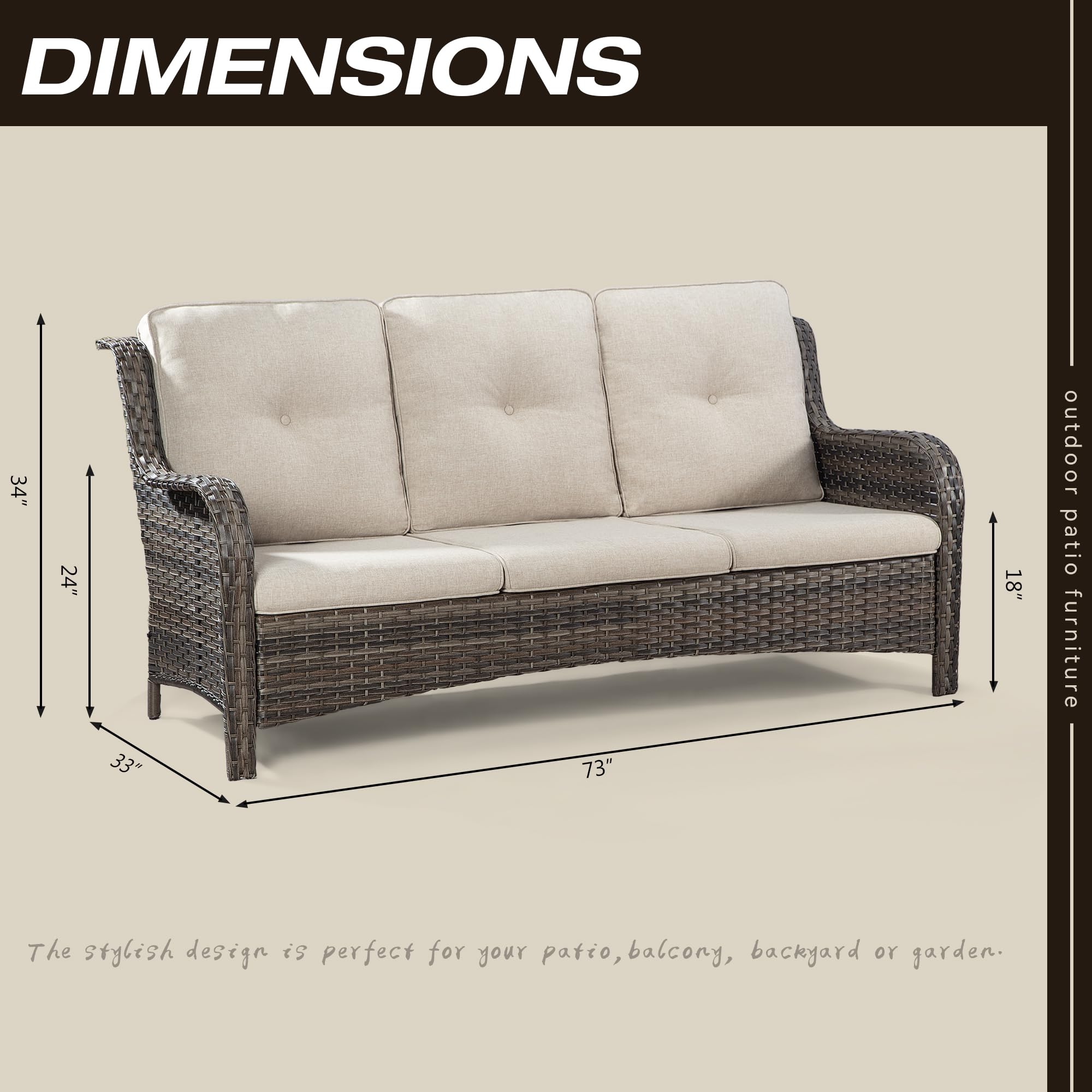 3 Person Patio Wicker Sofa V25PF025