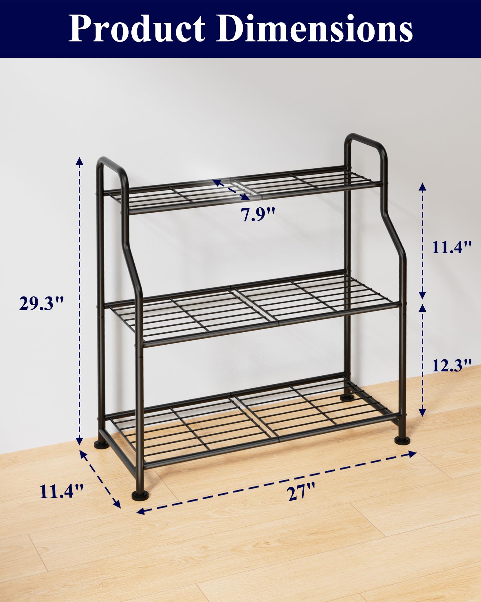 ADRERIC Plant Stand Indoor & Outdoor - 3-Tier Metal Plant Shelf with Adjustable Leveling Feet