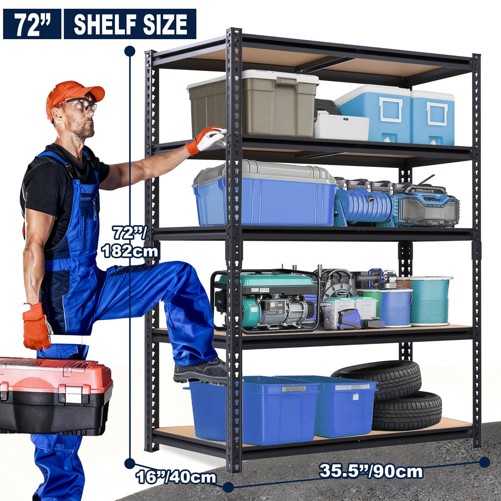 TEISURE Storage Rack,2400 LBS Garage Shelving Units,16" x 35.5'' x 72'' Storage Shelves Heavy Duty