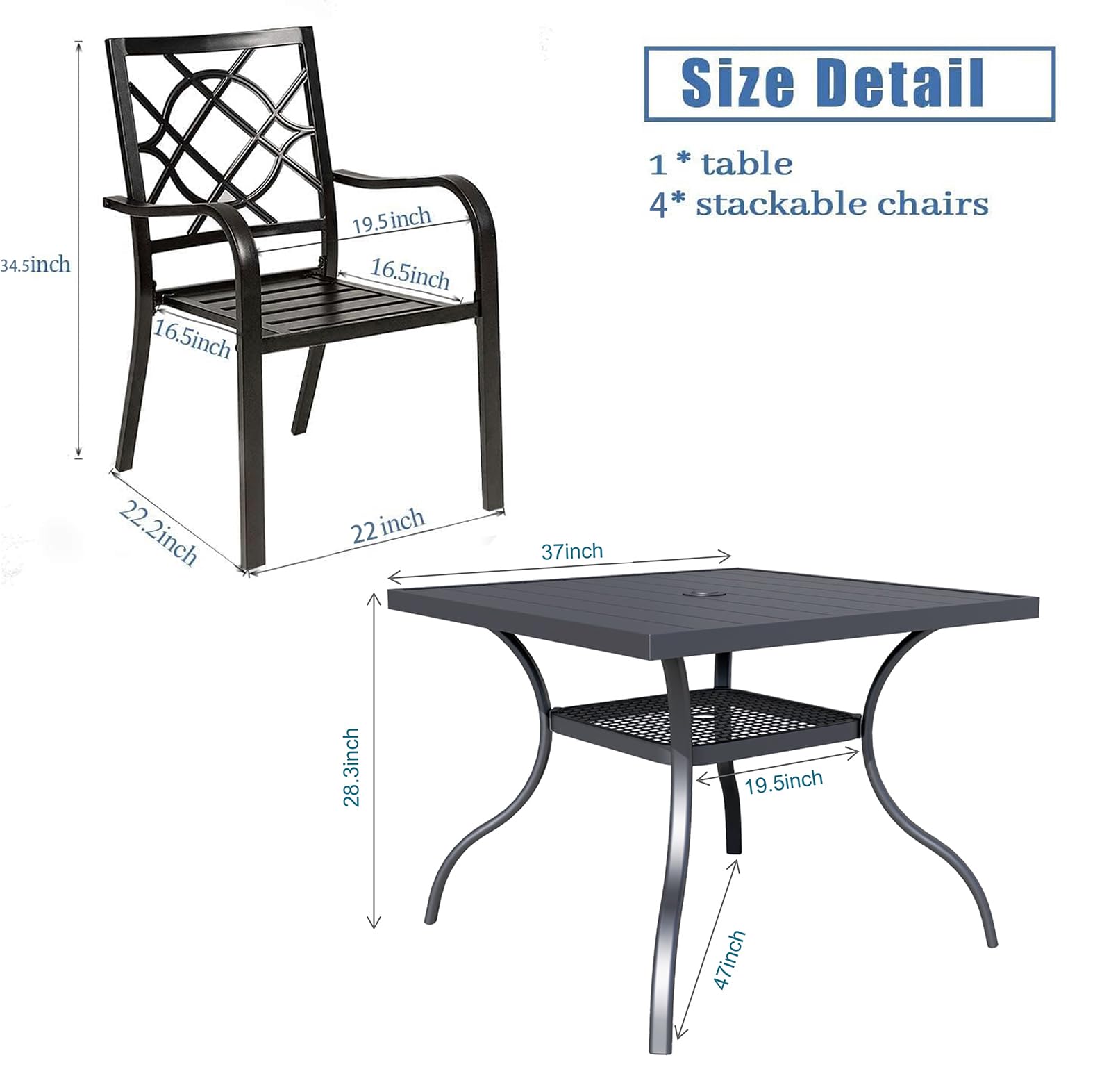 Patio Square Steel Dining Table