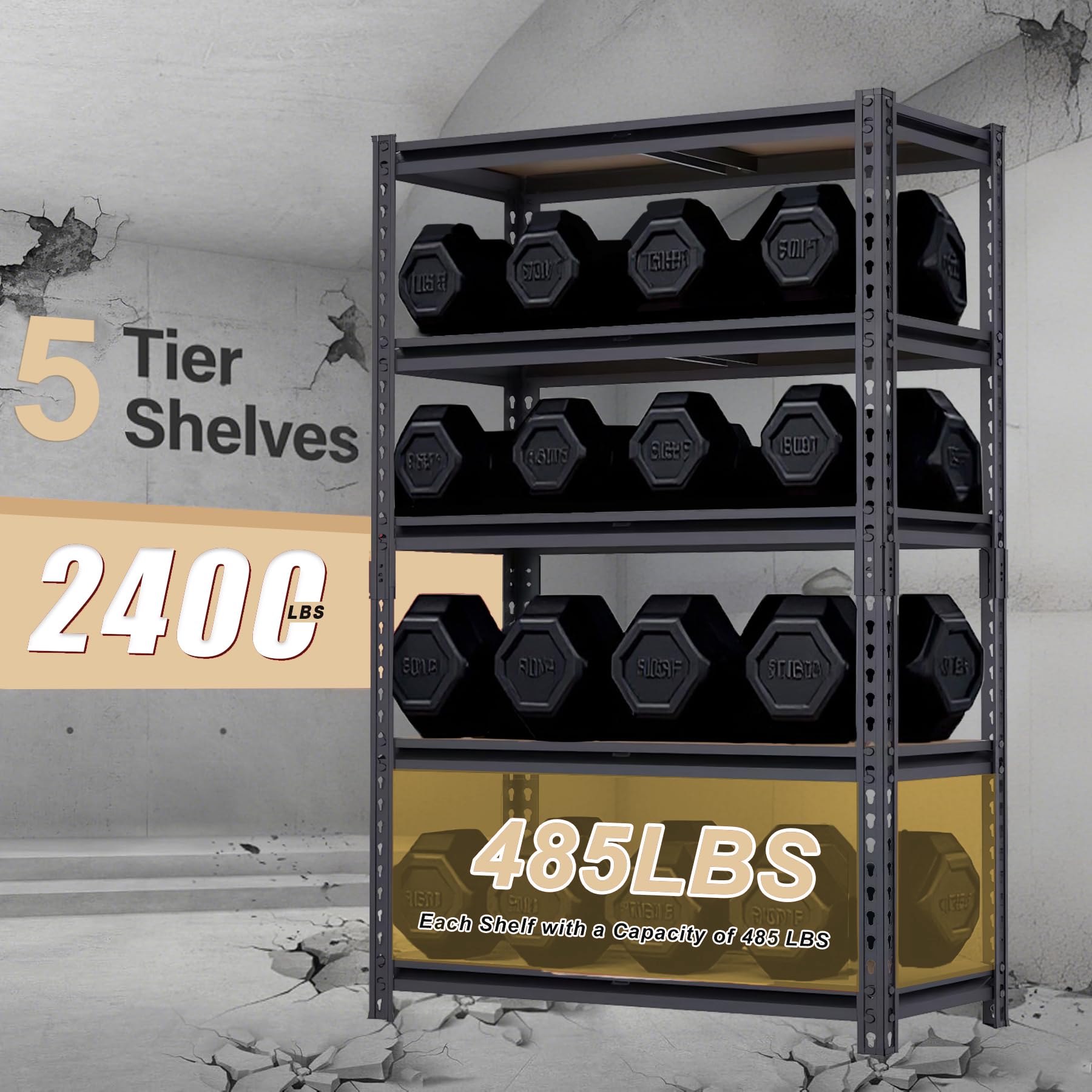 TEISURE Storage Rack,2400 LBS Garage Shelving Units,16" x 35.5'' x 72'' Storage Shelves Heavy Duty